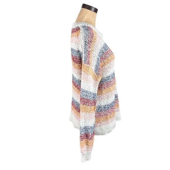 Madewell Baez‎ Pullover Sweater Neutral Stripes open knit M - Picture 4 of 10